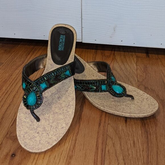 Kenneth Cole Turquoise sandas - Picture 1 of 3